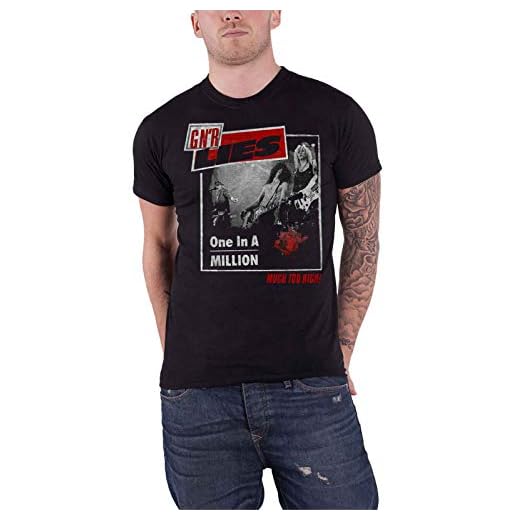 Guns N Roses T-shirt en i miljonen bandlogo officiell herr svart, Svart, XL