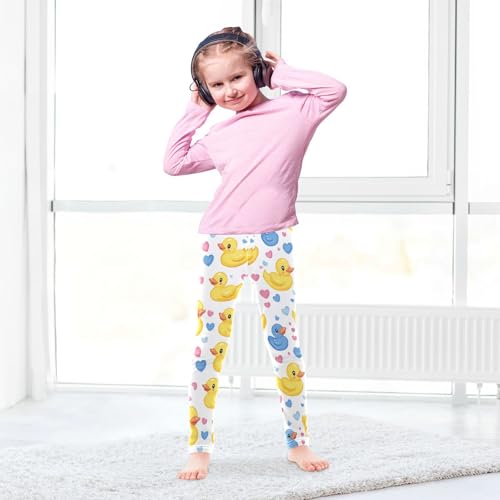 Yellow Ducks Girls' Leggings Toddler Doodles Pink Kids Yoga Pants Dance Active Tights 4T4