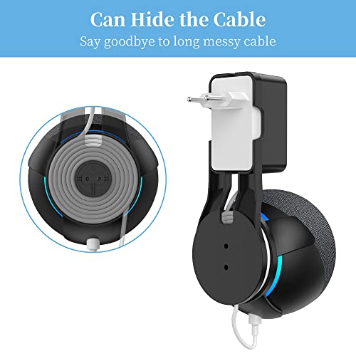 Image of Cozycase Wall Mount Hanger Holder Stand Case Built-in Plug Cable Management for Echo Dot 5th Gen Smart Speaker Accessories (Black)