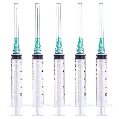 10ml Luer Lock Syringe with 21 Gauge 1.5inch Needle, Individual Package, 20Pack