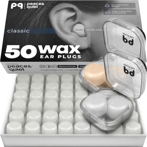 PQ Silicone Gel Ear Plugs for Sleeping and Swimming - 50 Noise Cancelling Earplugs, Ear Protection with Sound Blocking Level 32Db, Soft Wax Pillows (50 Pillows), Color: White
