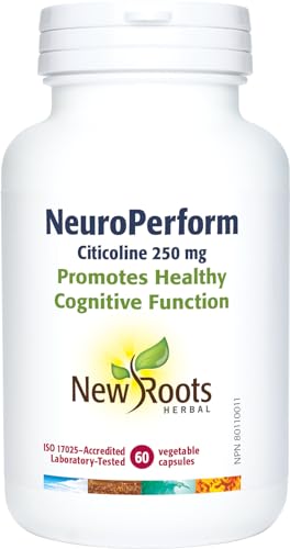 New Roots Herbal Neuro Perform, Citicoline 250 mg, Choline 14 mg, 60 Capsules – Phosphatidylcholine, CDP Choline – Supports Cognitive Function and Brain Health, Ideal Choline Supplement for Pregnancy