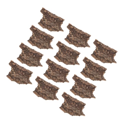 Toyvian 12個 爬虫類用ペットボックス シャンパンバーク 爬虫類のバ ットフォーム 人工樹皮 爬虫類水槽用タイル 爬虫類の樹皮 木