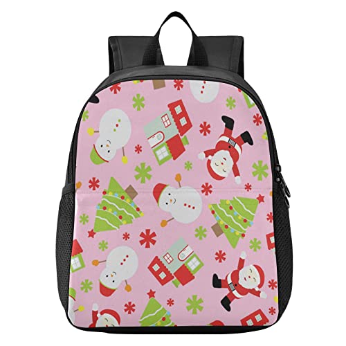 Vnurnrn Rosa Schnee Samta Klaus Kleinkind Rucksack Leichtgewicht Büchertasche Vorschule Schülerrucksack für 2-7 Jahre Reise Mädchen Jungs Cover