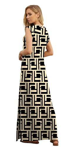 Image of GRECERELLE 2026 Women Year-Round Casual Round Neck Loose Split Wrinkle-Free Long Maxi Vacation Dress with Pockets (XXS-4XL)