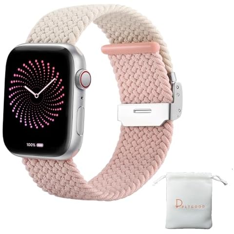 PLTGOOD Braided Solo Loop for Apple Watch Band 38mm 40mm 41mm for Women, Stretchy Nylon Sport Wristband Strap for iWatch Bands Series 8/7/6/5/4/3/2/1SE Cover