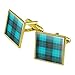 GRAPHICS & MORE Plaid Turquoise Teal Gray Grey Pattern Square Cufflink Set - Silver or Gold