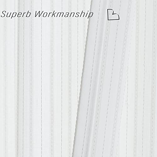 Sxzjtex Boho Rustic Valance Striped Small Kitchen Curtains Pinstripe Rod Pocket Window Valances For Living Room & Bedroom, Bathroom, Villa, 54 Inch Wide X 15 Inch Long, White/Beige And Gray #TOP3