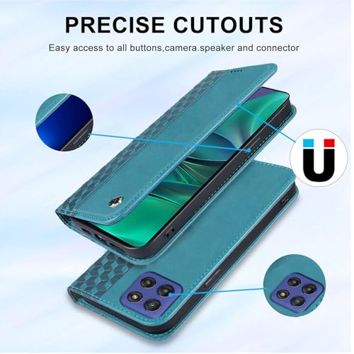 Image of Wallet Case for Motorola Moto G 5G 2025 6.6 inch - PU Leather Flip Cover with Card Holder Slots, Strong Magnetic Folio Kickstand Phone Case, Green