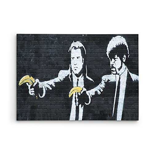 Banksy Pulp Fiction Bananas Reproduction on Gallery Wrapped Canvas, banksy canvas, Banksy Pulp Fiction Bananas -18h x 26w"