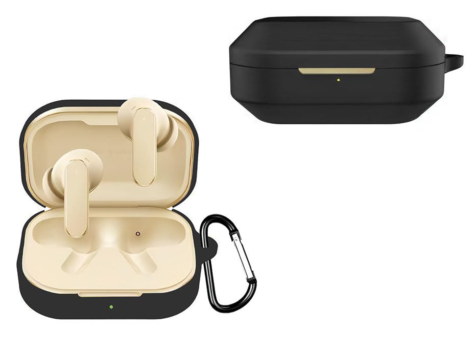 Image of AJM 360 Protection Shockproof Design Soft Rubberised Case with Keychain for Realme Buds Air 8 (Black)
