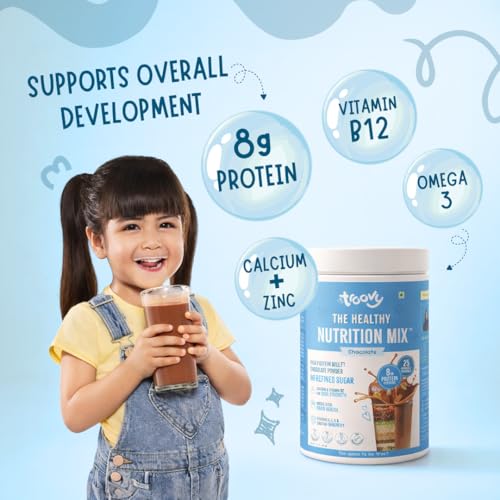 Image of Troovy Healthy Chocolate Milk Mix | Made with goodness of Millets, Nuts & Protein Blend | Made with Jaggery, No Processed Sugar | 350g Pack