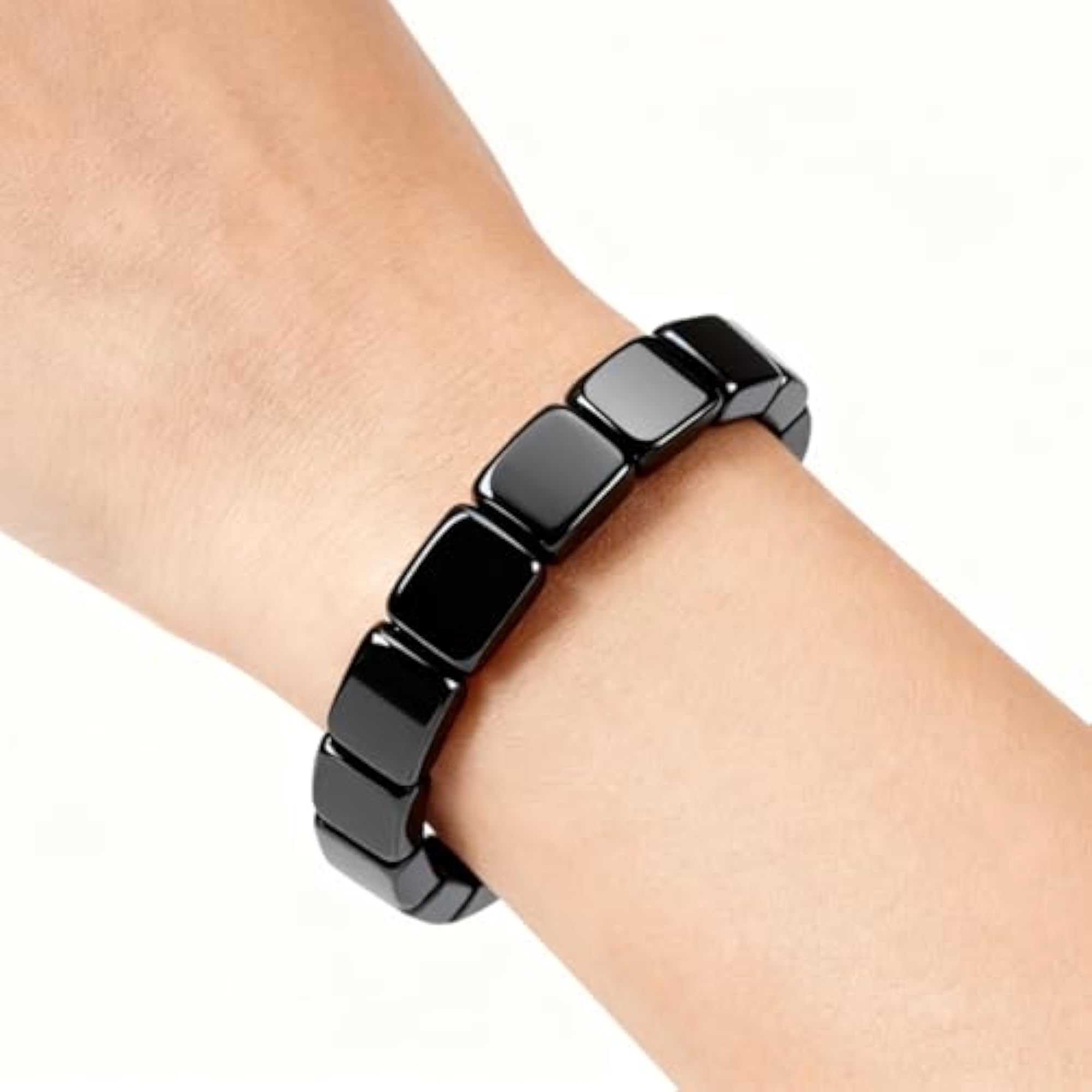 Hematite Bracelet for Men, Natural Stone Stretch Beaded