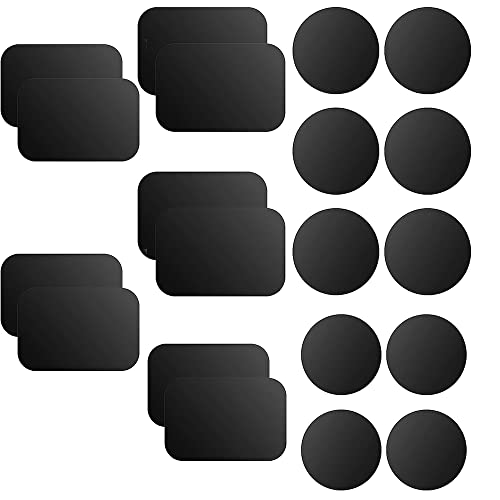 trabag 20 placas de metal autoadhesivas, placa de metal para imanes, imanes de teléfono móvil para pegar, placas de metal autoadhesivas, juego de 10 rondas+10 rectangulares, placa de metal para