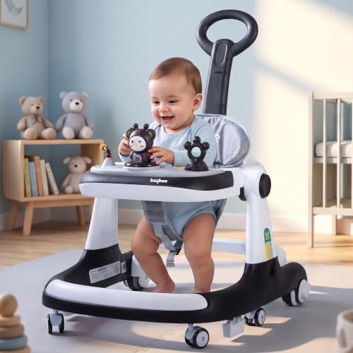 Image of Baybee Walker for Kids with Musical Toy Bar, Adjustable Speed, 360 Rotating Wheels, Removable Parental Handle, Anti-Fall Protection & Breathable Seat, Walking Support for 6-36 Months Baby (Black)