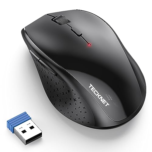 Image of TECKNET Wireless Mouse, 2.4G USB Computer Mouse with 6-Level Adjustable 4800 DPI, 30 Months Battery, Ergonomic Grips, 6 Buttons Portable for PC, Chromebook, Mac (Black)