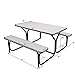 Giantex Picnic Table Bench Set Outdoor Camping All Weather Metal Base Wood-Like Texture Backyard Poolside Dining Party Garden Patio Lawn Deck Large Camping Picnic Tables for Adult (White)