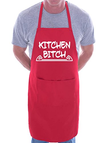 Print4U Kitchen Bitchin Funny Bbq Cooking Novelty Apron Red