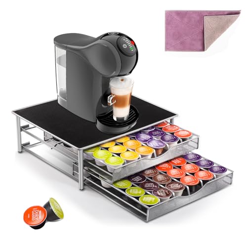 Masthome Tiroir à Capsules Dolce Gusto 72 PCS, Distributeur Dosette Dolce Gusto avec 2 Tiroirs de Rangement Dosettes, Support à Capsules à Café avec Surface Anti-Vibration, pour Maison, Bureau, Café