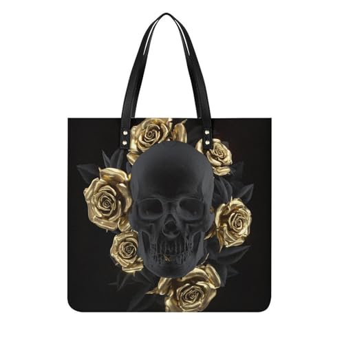 Sac tote bag crâne noir doré grand sac de plage fin des problèmes de place