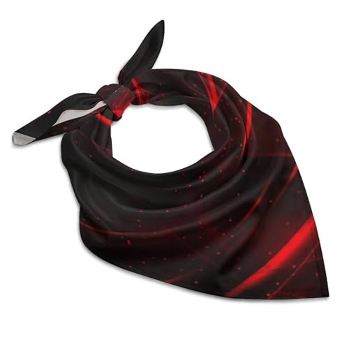 Silk Like Head Scarf for Women Satin with Black And Red Background Large Hair Scarves Square Satin Head Scarf Neckerchief For Women Headwear Stylish Headband 25 × 25 Inches