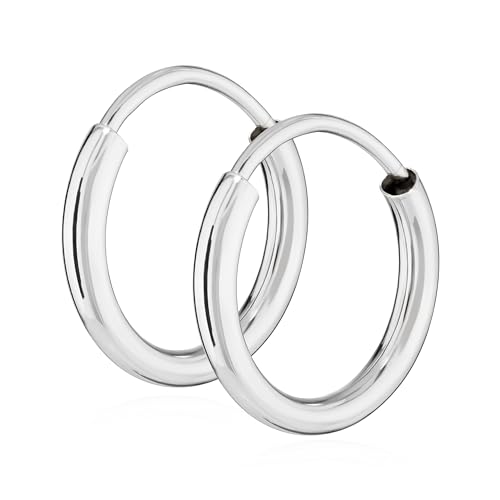 NKlaus par 585 oro blanco criollo 13mm pendientes 1,9mm de grosor joyería del oído redondo 2570