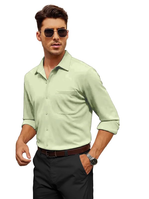 BE ACTIVEMen's Solid Slim Fit Cotton Formal Shirts || Men Stylish Shirt || Spread Collar & Full Sleeves || Timeless Style & Comfort