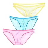 YCBENYANG Men's Transparent Briefs Underwear Thin Sexy See Through Bulge Pouch Underwear Low Rise Bikini Panties