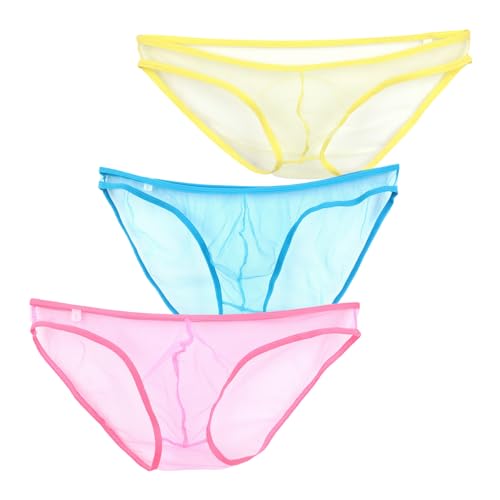 Mens Transparent Mesh Triangle Briefs Underwear See Through Bulge Pouch Sheer Bikini Underpants Panties