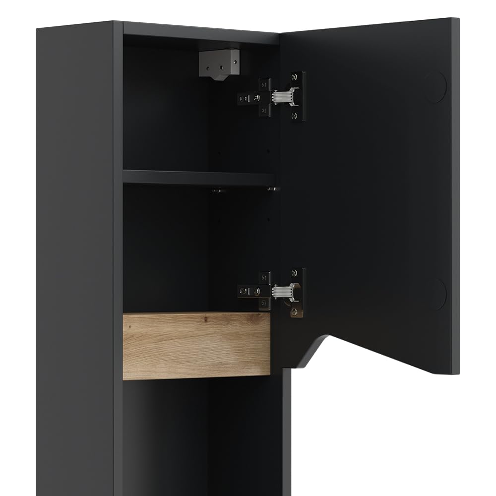 Vicco Armoire de Marelle, Anthracite/Artisan, 30x67cm avec Porte et Compartiment Ouvert, pour Montage Mural pour Un Rangement Peu encombrant