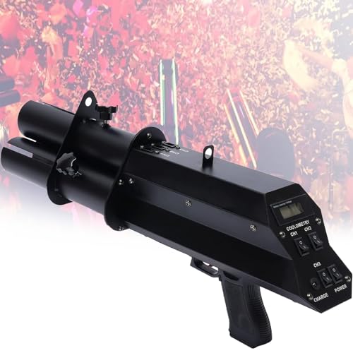 YCNLYSSR Lanzador de Confeti eléctrico, Lanzador de Confeti portátil, Recargable, soplador de Confeti portátil de 3 Cabezales, para Halloween y Navidad, Color Negro.