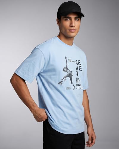 Image of Nobero Men's Oversized Graphic T-Shirt for Men | Soft Cotton | Drop Shoulder Relaxed Fit | Printed Casual Tshirt for Men
