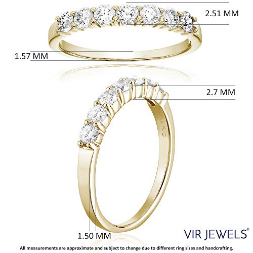1/2 carat (ctw) Diamond Wedding Anniversary Band for Women, Round Diamond Engagement Ring 14K Yellow Gold Prong Set 0.50 cttw, Size 4-104