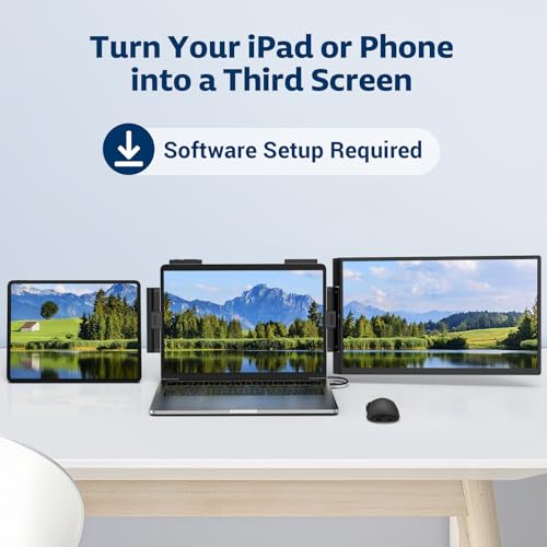 Image of HONGO Portable Studio Display 15.6 inch FHD IPS 1080P Monitor - Laptop Screen Extender & Phone /Pad Mount for 14-16 inch Laptops, Turn Phone into Webcam + Keyboard Control (Third‑Party App Required)