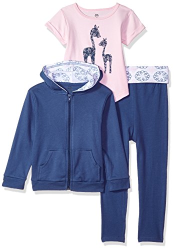 Yoga Sprout Baby 3 Piece Jacket, Top and Pant Set, Whimsical Giraffe Toddler, 4 Toddler