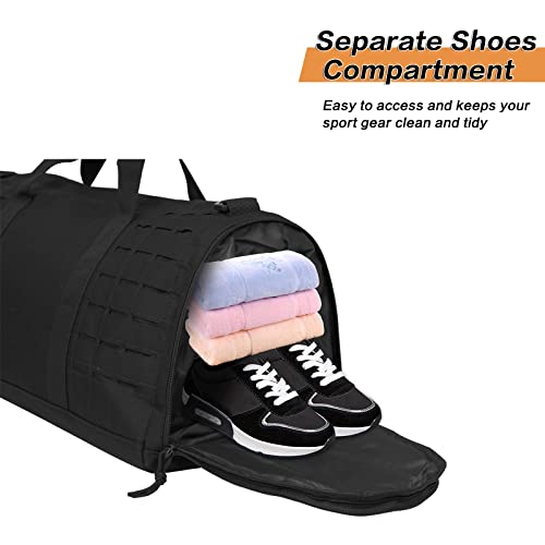 MOSISO Sports Gym Bag, 40L Tactical Duffel Bag Travel Weekender Workout Fitness Duffel Bag for Men Women with Shoes Compartment, Black4