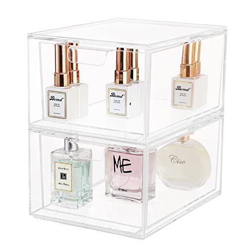 4 Pack Stackable Makeup Organizer Storage Drawers Acrylic Bathroom