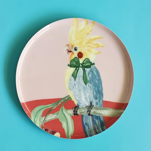 Image of The Wishing Chair The Chatterbox Metal Wall Plate | Decorative Iron Wall Art with Colorful Bird Design | Elegant Oval Wall Hanging Decor for Living Room, Bedroom, Hallway & Office