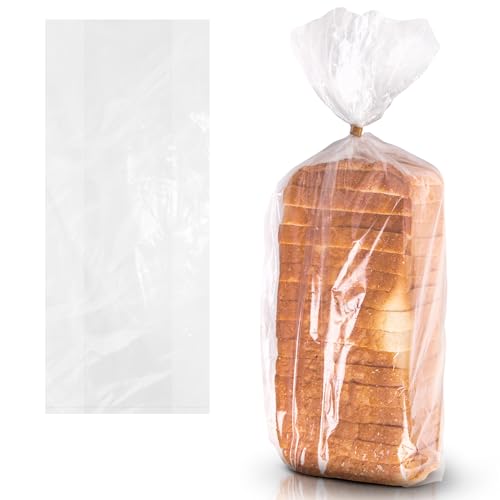 APQ Plastic Bread Bags for Homemade Bread, 8 x 4 x 18 Inch. 100 Pack Open Top Gusseted Plastic Bags for Packaging Products. 0.65 Mil Plastic Bread Storage Bags. Waterproof Loaf Bags for Homemade Bread