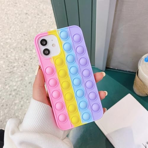 HTYTFC Funda antiestrés Push It Bubble Fidget para iPhone 12 13 14 15 Pro MAX XS XR X 8 7 6S Plus SE 2020 para iPhone, Funda de Silicona Suave, 1, para iPhone 12 Mini