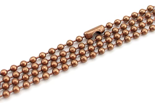 CleverDelights 2.4mm Ball Chain Necklaces - Antique Copper Color - 50 Pack - 24