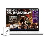 ASUS ROG Zephyrus G14 14" 3K OLED 120Hz Copilot+ PC Gaming Laptop, AMD Ryzen AI 9 HX 370, NVIDIA GeForce RTX 5070Ti, 32GB RAM 1TB SSD Wi-Fi7, Backlit KB, Win11, Platinum White, 2TB USB Drive, W/GaLiMu