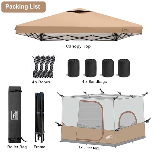 Kampkeeper KK-9595GT 6 Person Camping Tent, 10X10 Pop Up Canopy Tent With Camping Cube, Converts 10'X10' Straight Leg Canopy Into Camping Inner Tent–Fully Vented Roof thumb #6