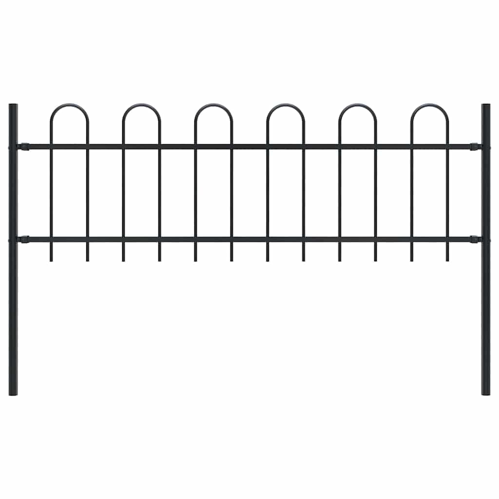 Clôture de jardin décorative Boxtel en acier thermolaqué noir avec finitions à arceau supérieur