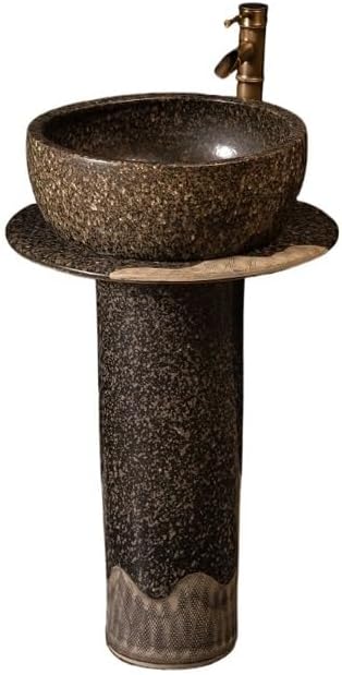 Bathroom Countertop Vessel Sink Home Balcony Column Sink Wash Basin Ceramic Hotel Pedestal Sink Vanity