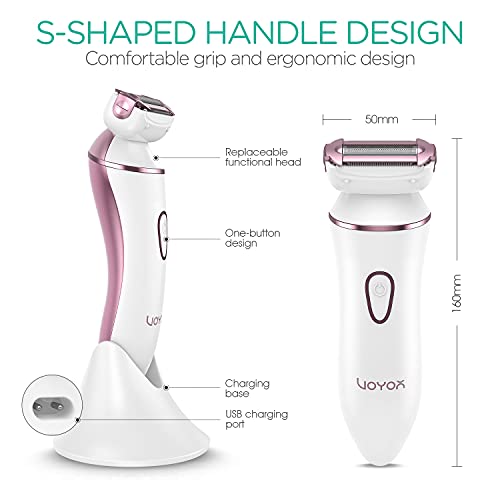 VOYOR Elektrischer Damenrasierer Nass und Trocken Rasierer Damen Wiederaufladbar Ladyshaver für Bikinizone Körper Achseln Kabelloser Wasserfest 4-IN-1 Elektrorasierer ES400 - Image 7