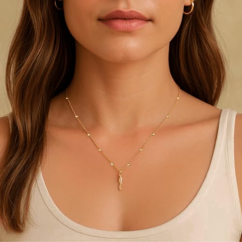 Image of Gold Silver Necklace for Women, Dainty Cubic Zirconia Pendant