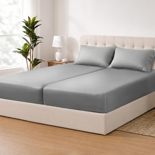 Image of ACCURATEX Cooling Sheets for Hot Sleepers, Split California King Size,Grey