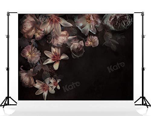 Kate 7×5Ft Blossom Black Portrait Photo Backdrop Dark Flower Abstract Background Seamless Microfiber Photo Studio Props For Photographers Head Shots Picture Video #TOP13