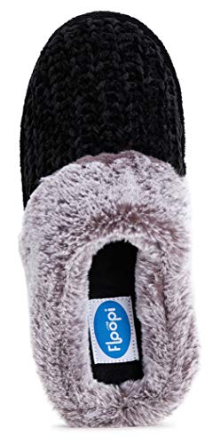 Floopi Womens Indoor/Outdoor Soft Cuff Chenille Knit Plush Two Tone Fur Clog Slipper W/Memory Foam (333)4